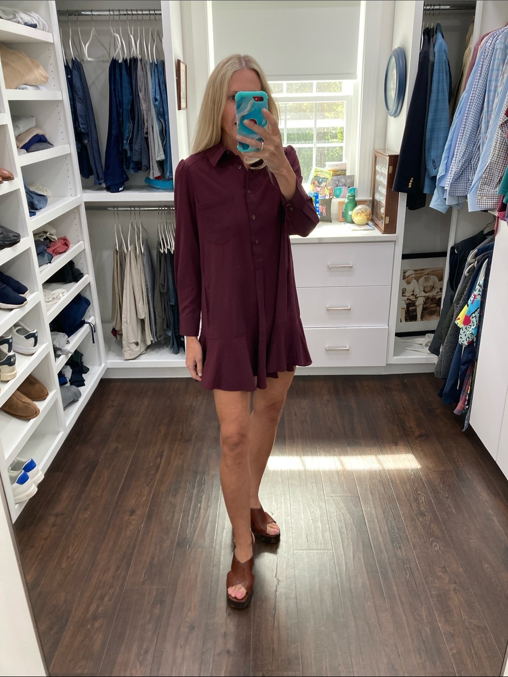 Tuckernuck Shirt Mini Dress in Plum XS NWT